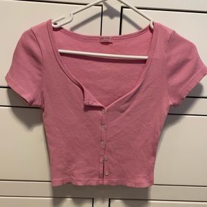 pink pacsun button down crop top